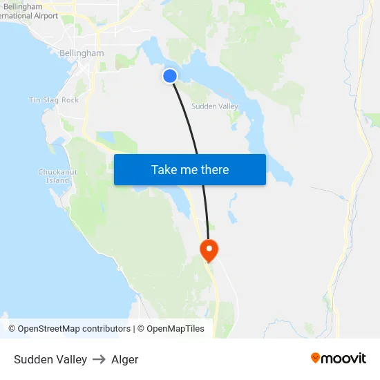 Sudden Valley to Alger map