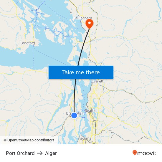 Port Orchard to Alger map