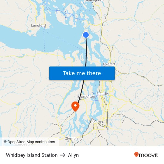 Whidbey Island Station to Allyn map