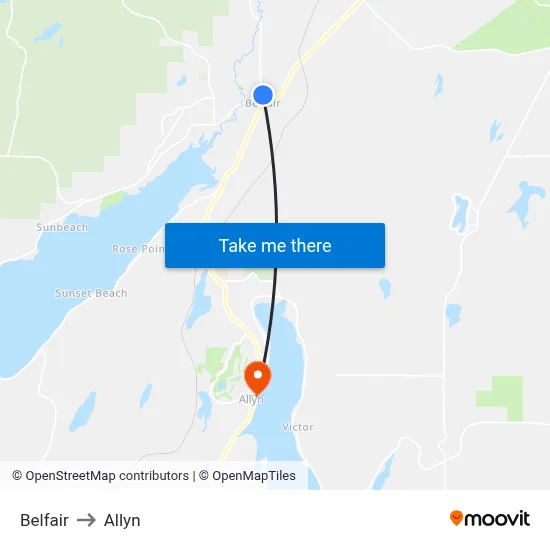 Belfair to Allyn map