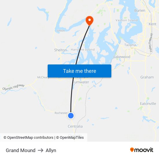 Grand Mound to Allyn map