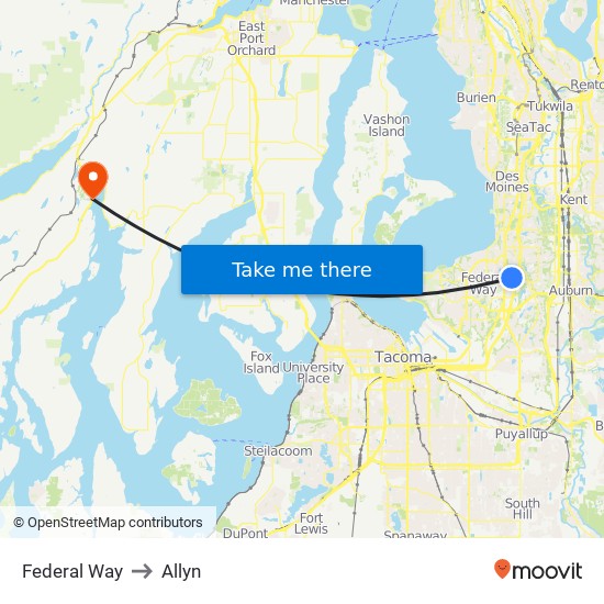 Federal Way to Allyn map