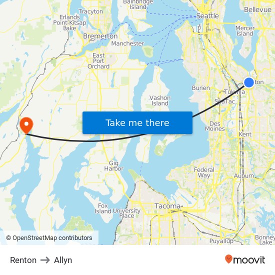 Renton to Allyn map