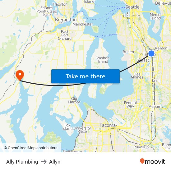 Ally Plumbing to Allyn map