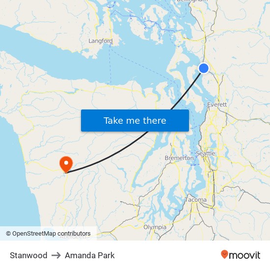 Stanwood to Amanda Park map