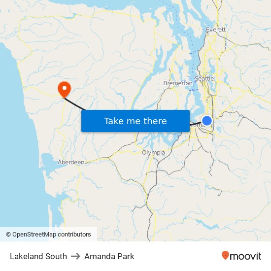 Lakeland South to Amanda Park map