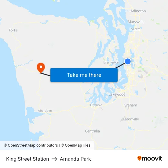 King Street Station to Amanda Park map