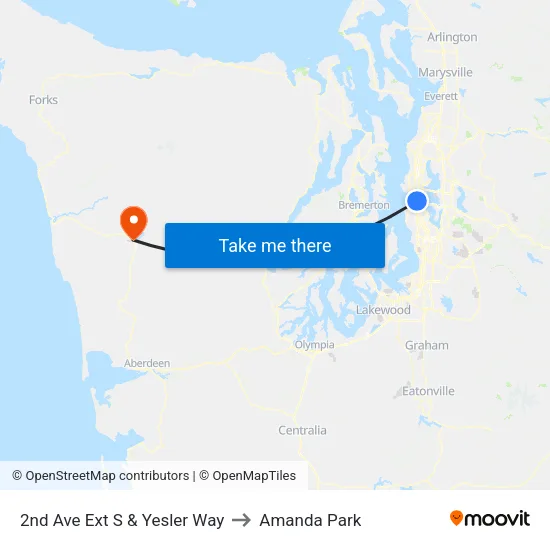 2nd Ave Ext S & Yesler Way to Amanda Park map