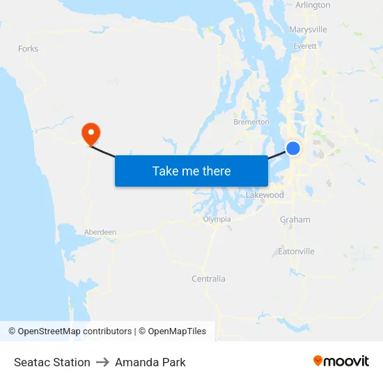 Seatac Station to Amanda Park map