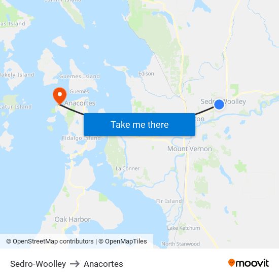 Sedro-Woolley to Anacortes map