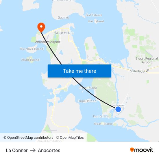 La Conner to Anacortes map