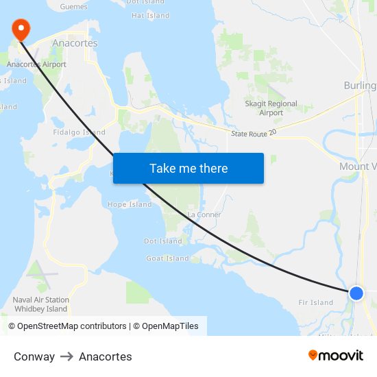 Conway to Anacortes map