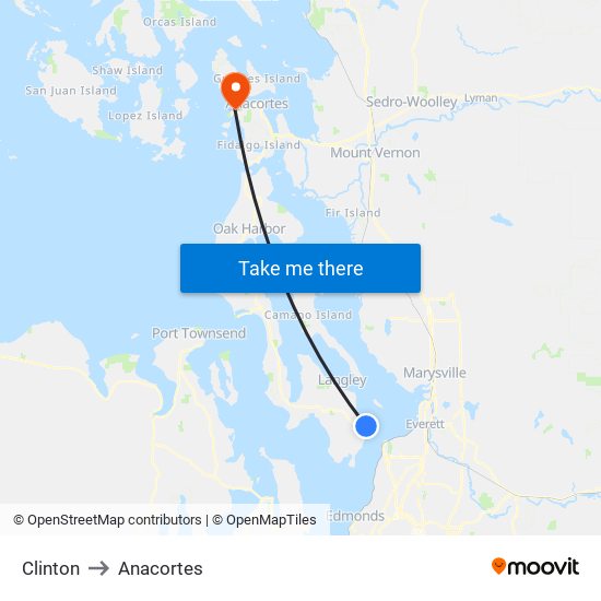 Clinton to Anacortes map