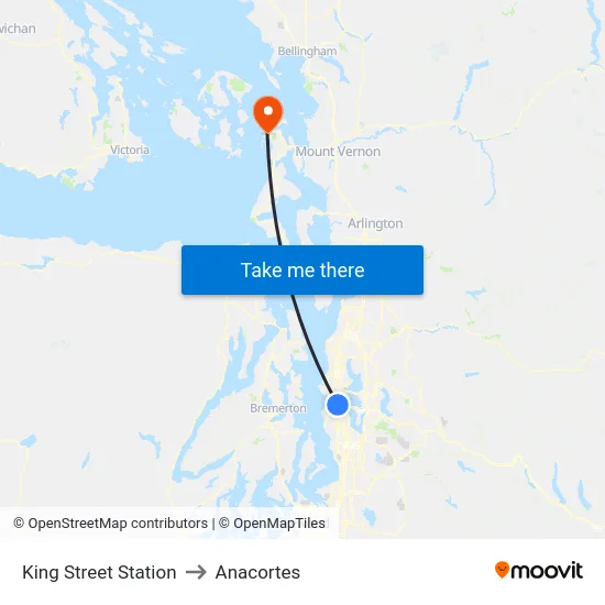 King Street Station to Anacortes map