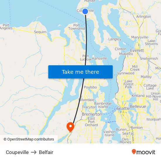 Coupeville to Belfair map