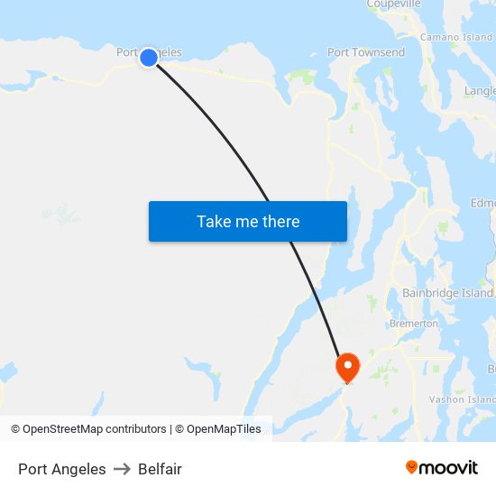 Port Angeles to Belfair map