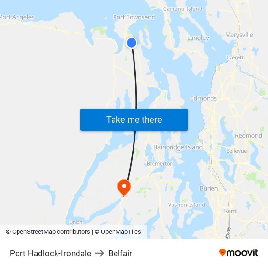 Port Hadlock-Irondale to Belfair map