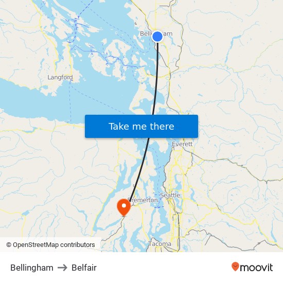Bellingham to Belfair map