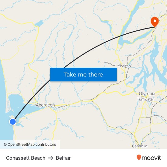 Cohassett Beach to Belfair map