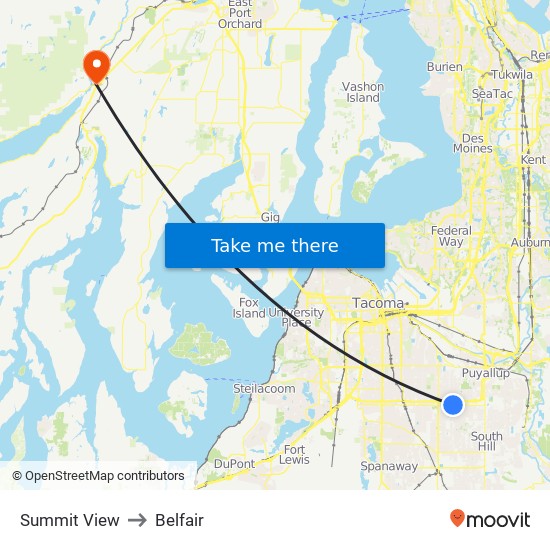 Summit View to Belfair map