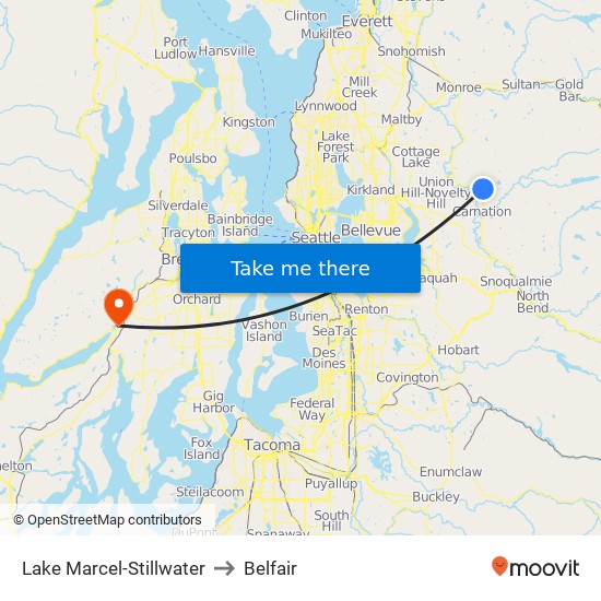 Lake Marcel-Stillwater to Belfair map