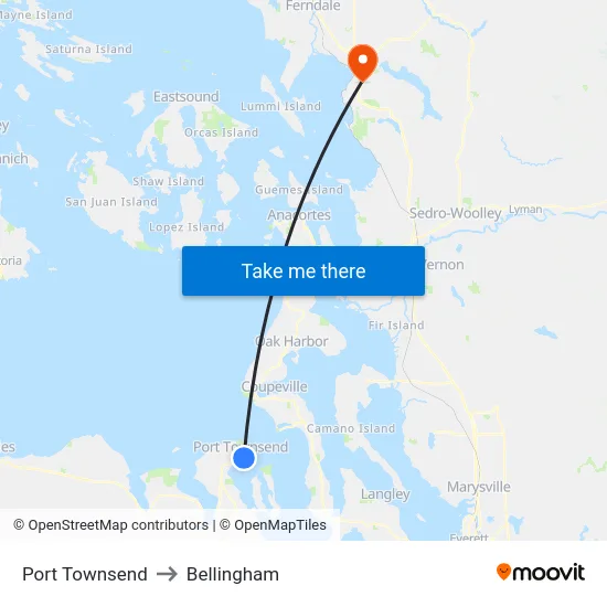 Port Townsend to Bellingham map