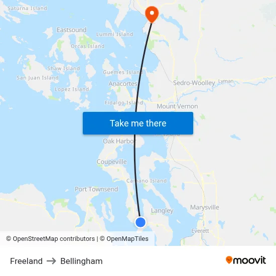 Freeland to Bellingham map