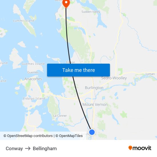 Conway to Bellingham map