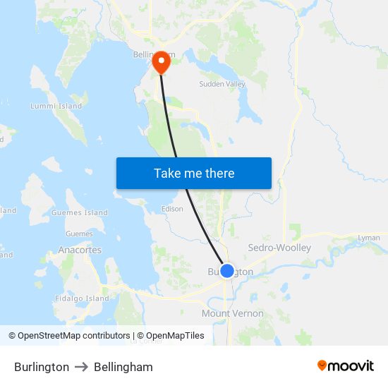 Burlington to Bellingham map