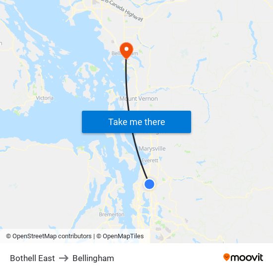 Bothell East to Bellingham map