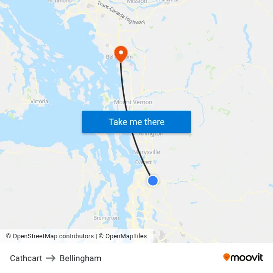 Cathcart to Bellingham map