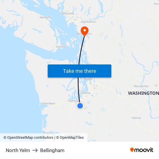 North Yelm to Bellingham map