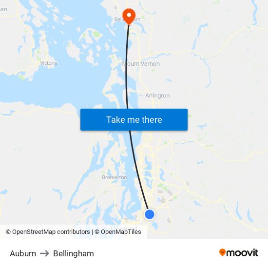 Auburn to Bellingham map