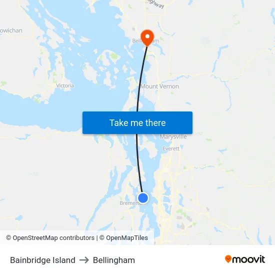 Bainbridge Island to Bellingham map