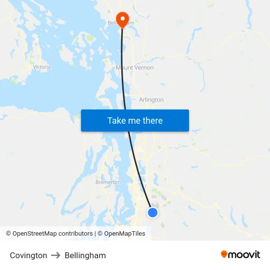 Covington to Bellingham map