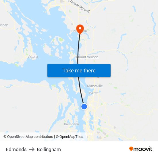 Edmonds to Bellingham map