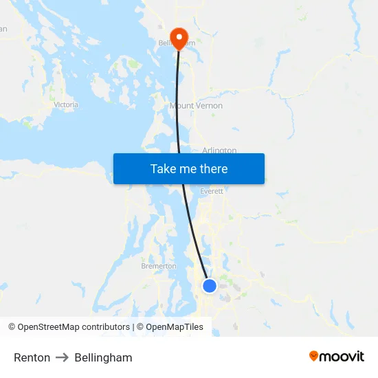 Renton to Bellingham map