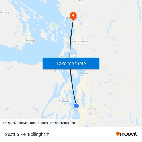 Seattle to Bellingham map