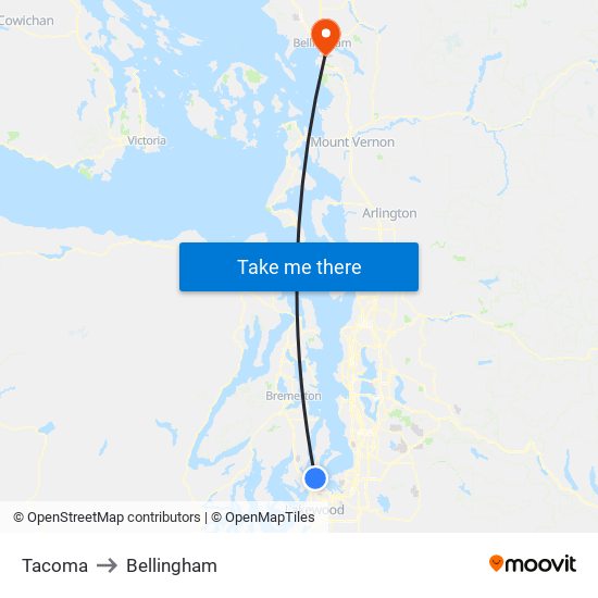 Tacoma to Bellingham map