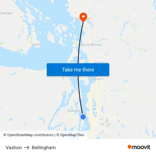 Vashon to Bellingham map