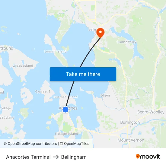 Anacortes Terminal to Bellingham map