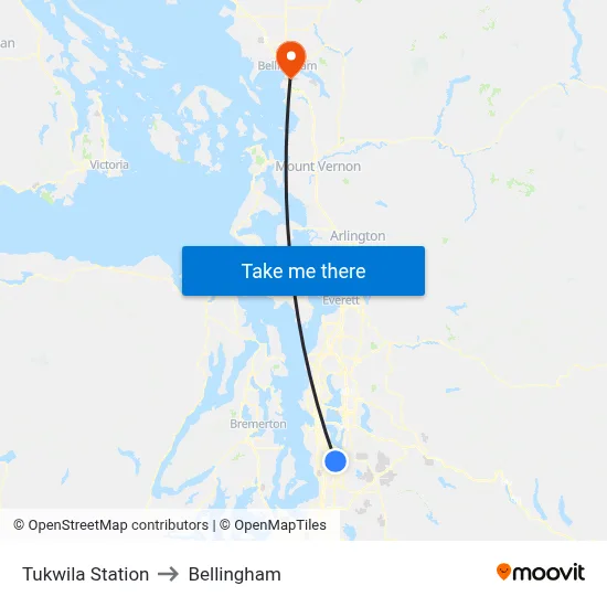 Tukwila Station to Bellingham map