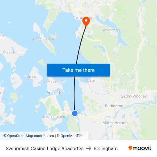 Swinomish Casino Lodge Anacortes to Bellingham map