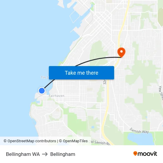 Bellingham WA to Bellingham map