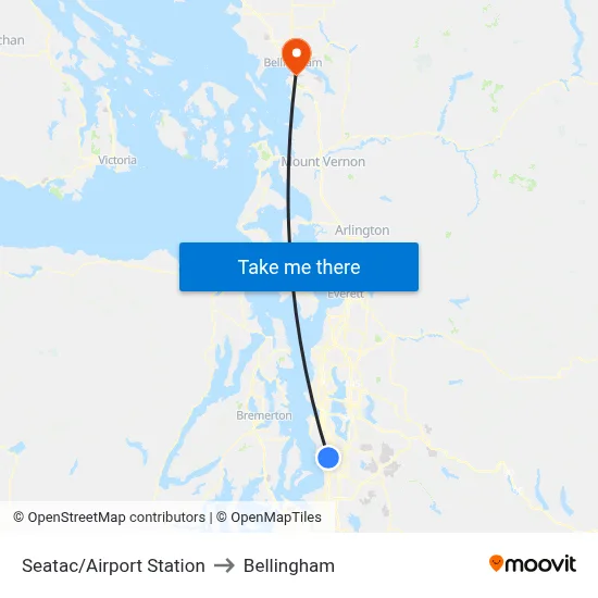 Seatac/Airport Station to Bellingham map