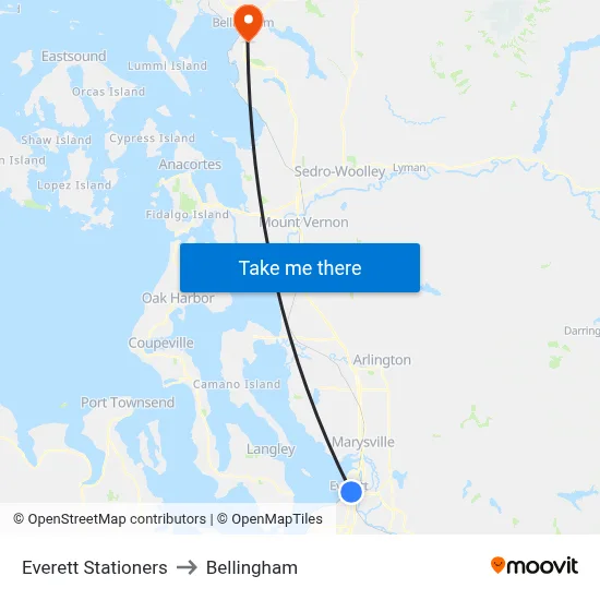 Everett Stationers to Bellingham map