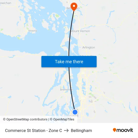 Commerce St Station - Zone C to Bellingham map