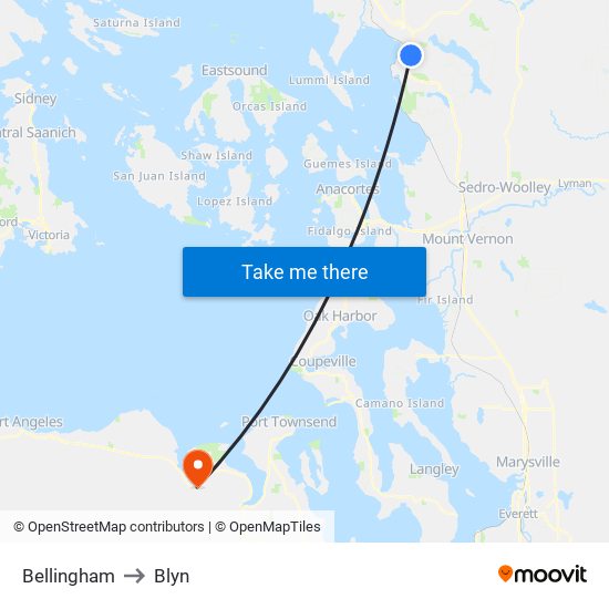 Bellingham to Blyn map