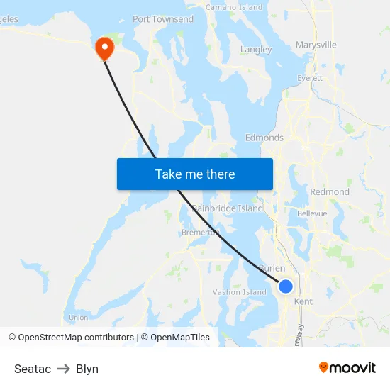 Seatac to Blyn map
