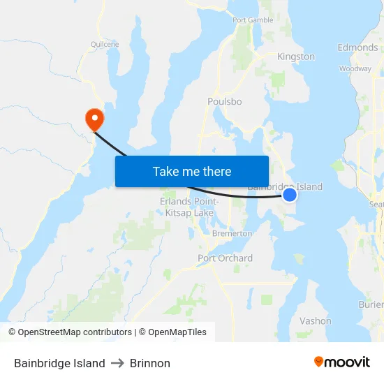 Bainbridge Island to Brinnon map